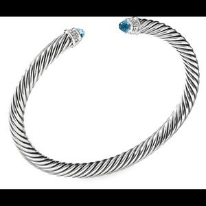 David Yurman Cable Bracelet Blue Topaz & Diamonds